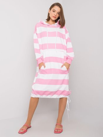 Weiß-hellrosa gestreiftes Kleid Jeannie.