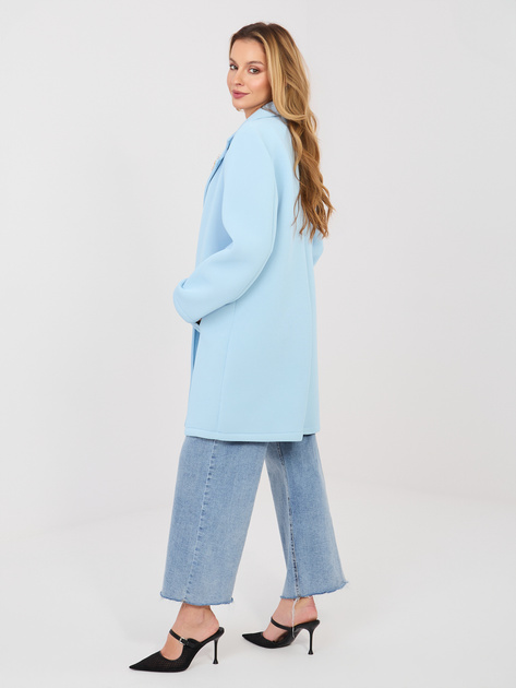 Pastelowy niebieski piankowy płaszcz przed kolano RUE PARIS