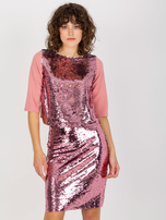 Hurt Brudnoróżowa cekinowa bluzka wizytowa od kompletu 