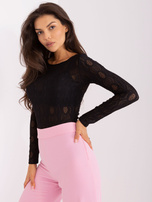 Hurt Czarne koronkowe body z długim rękawem 