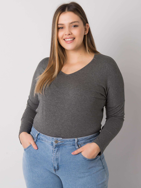 Ciemnoszara melanżowa gładka bluzka plus size Elisa