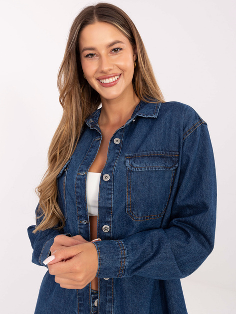 Ciemnoniebieska jeansowa kurtka z kołnierzykiem SUBLEVEL