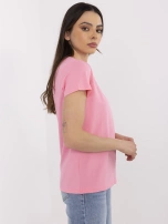 Růžové tričko klasického střihu BASIC FEEL GOOD.