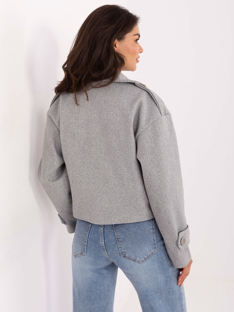 Szary krótki płaszcz z pagonami RUE PARIS