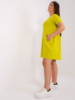 Hurt Limonkowa sukienka plus size basic z kieszeniami