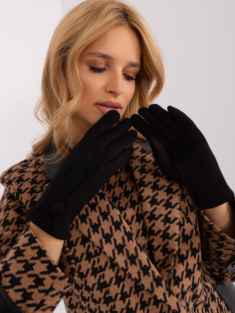 Hurt Czarne damskie rękawiczki z ociepleniem