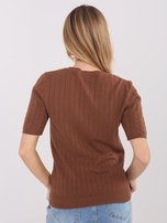 Jasnobrązowy damski sweter z okrągłym dekoltem 