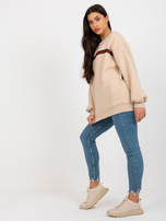 Hurtownia Beżowa dresowa bluza bez kaptura z paskiem 