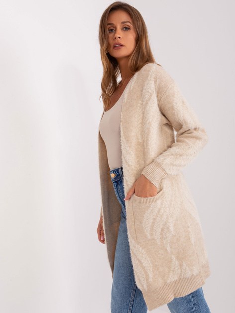 Hurt Jasnobeżowy miękki kardigan z kieszeniami