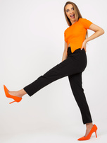 Hurtownia online Czarne spodnie z materiału z wysokim stanem 