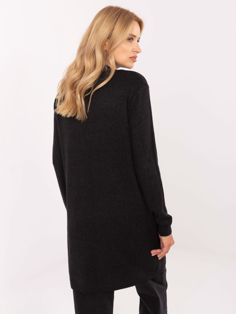 Czarny damski kardigan z kieszeniami