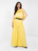 Żółte szerokie spodnie z paskiem RUE PARIS 