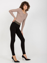 Hurt Black smooth leggings for everyday wear with an elastic waistband.