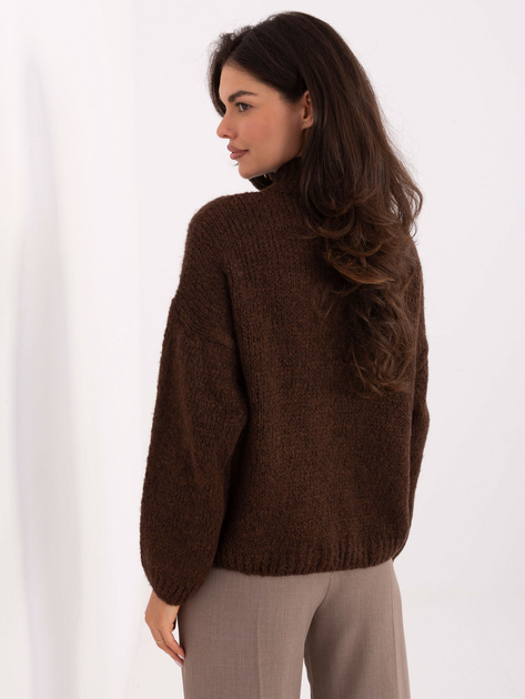 Czekoladowy damski sweter z wełną