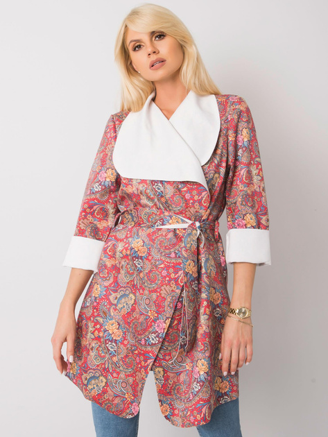 Czerwony wzorzysty płaszcz damski Aggie