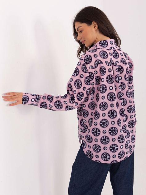 Różowa damska koszula z długim rękawem
