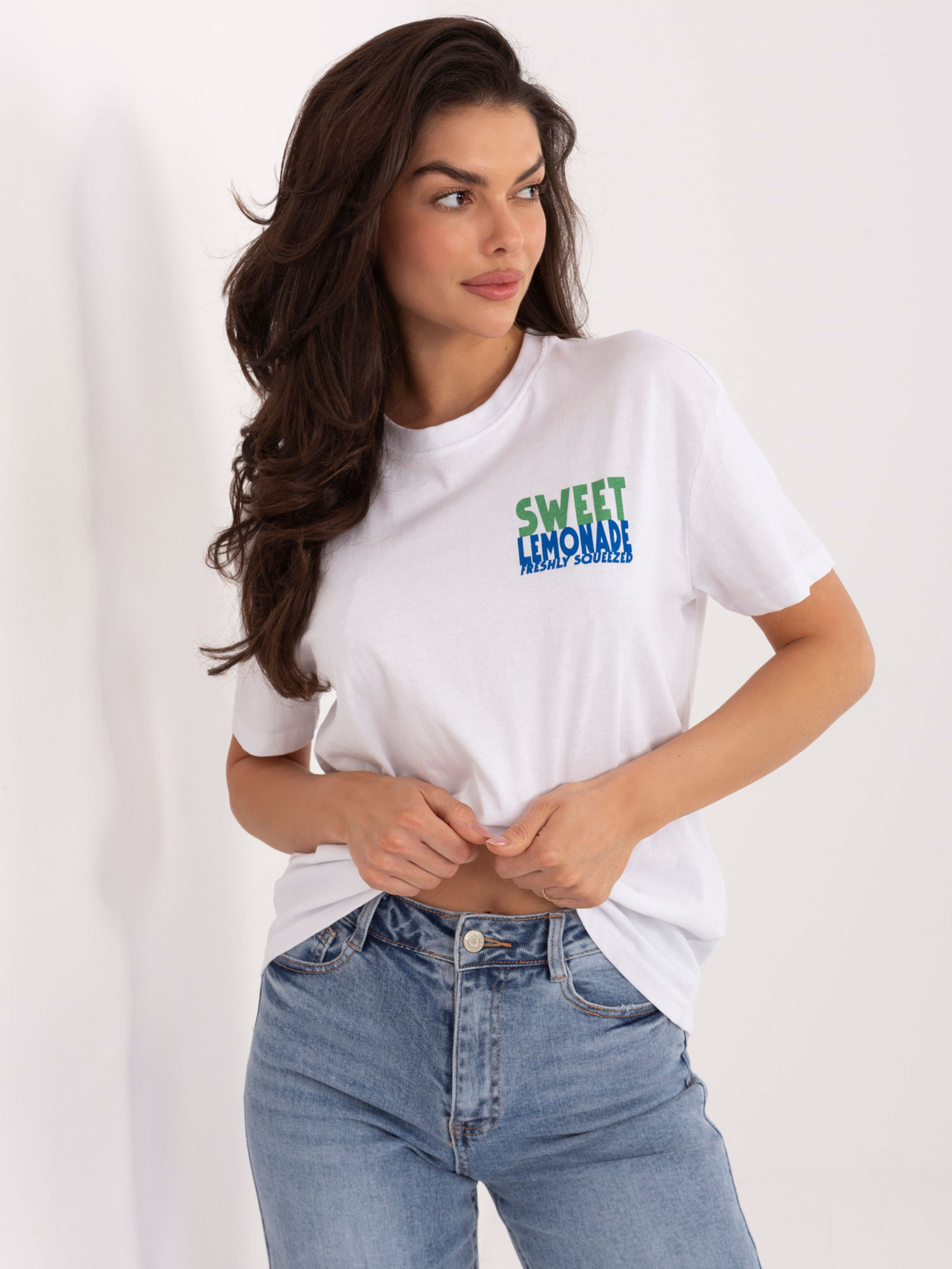 Biało-żółty t-shirt z nadrukiem cytryn SUBLEVEL 