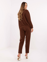 Brązowy casualowy komplet z rozpinaną bluzą