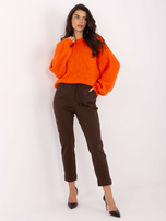 Pomarańczowy sweter z bufiastymi rękawami 