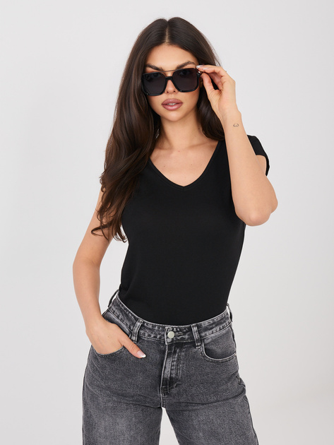 Czarny damski t-shirt z domieszką modalu SUBLEVEL