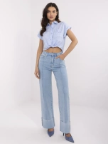 Blue women's jeans with stitching.