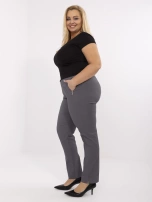 Grafitové elegantní kalhoty plus size s kapsami.