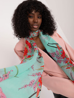 Hurtownia Miętowa wiskozowa chusta z printem