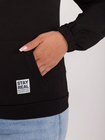 Online velkoobchod Černá bavlněná mikina plus size s kapucí.