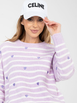 Jasnofioletowy sweter sweter oversize w paski