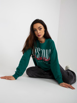 Hurtownia Ciemnozielona bluza z nadrukiem bez kaptura