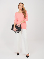 Brzoskwiniowa damska bluzka basic z bawełny RUE PARIS 