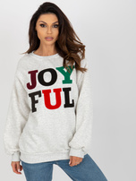 Hurtownia Jasnoszara luźna bluza bez kaptura z napisem