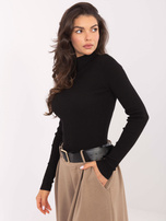 Czarny prążkowany sweter z golfem STITCH & SOUL 