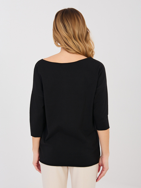 Czarna damska bluzka basic z dekoltem w łódkę RUE PARIS