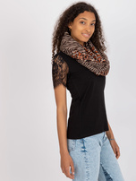 Brązowo-beżowa chusta komin z nadrukiem