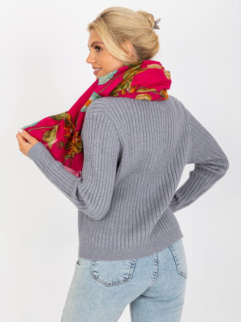 Hurtownia Ciemnoróżowa chusta bawełniana w kwiaty