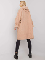 Beżowy płaszcz z kapturem Serah OCH BELLA