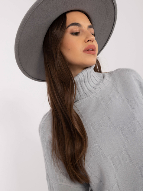 Hurtownia Szary luźny sweter golf we wzory