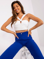 Hurt Kobaltowe materiałowe spodnie z szeroką nogawką