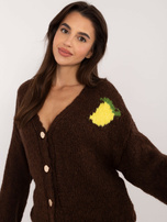 Hurt Brązowy rozpinany sweter z napisem na plecach