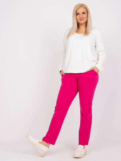 Ecru bawełniana bluzka plus size z długim rękawem Hailey