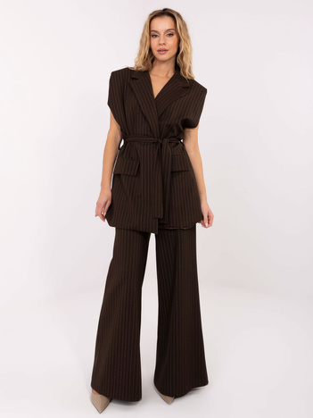 Ciemnobrązowa kamizelka oversize od garnituru RUE PARIS