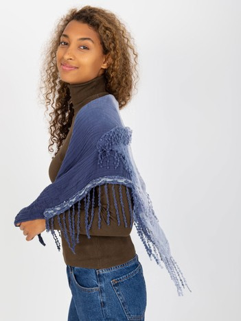 Hurt Blue women's muslin scarf with braids.