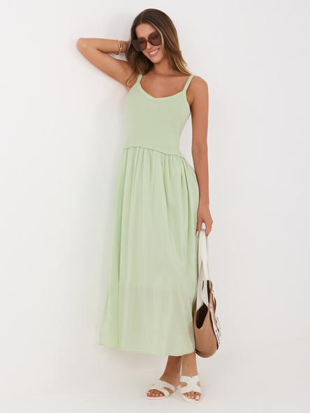 Pistacjowa bawełniana sukienka na ramiączkach