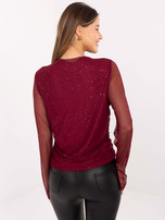 Bordowa elegancka bluzka z siateczki