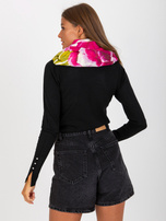 Hurtownia Biało-fuksjowa wzorzysta chusta z bawełny