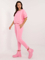 Różowy ocieplany komplet dresowy ze spodniami