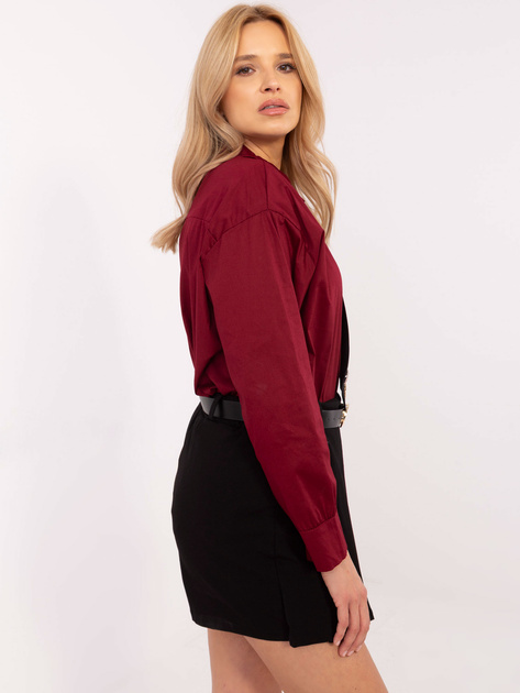 Hurt Bordowa damska koszula ze zdejmowanym krawatem
