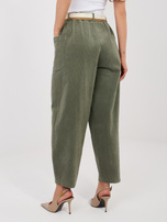 Khaki sztruksowe spodnie marchewki RUE PARIS 