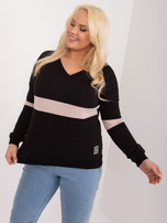 Hurt Czarna damska bluzka plus size z dekoltem V